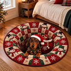 Kerstmis Teckel Ronde Vloerkleed - Gezellige Huisdecoratie in Fluweel 2
