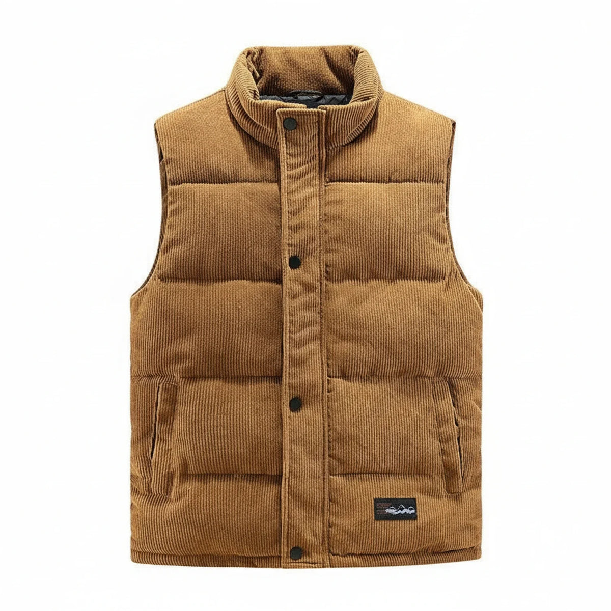 Stijlvolle puffer vest voor mannen met knoopsluiting en mouwloos ontwerp. 3