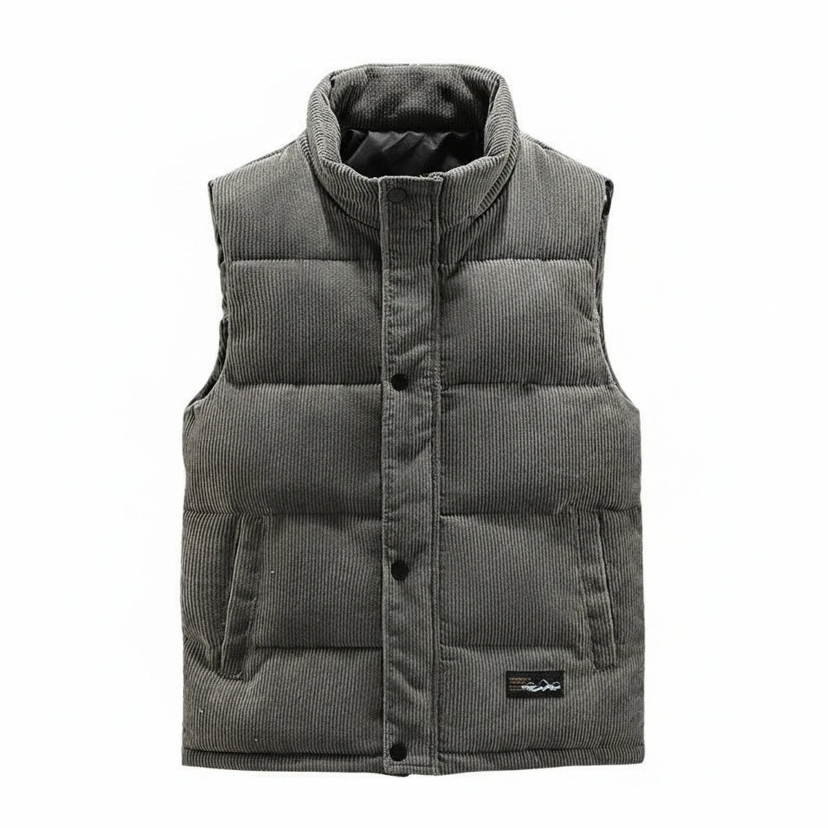 Stijlvolle puffer vest voor mannen met knoopsluiting en mouwloos ontwerp. 5