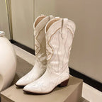 Kunstleer cowboylaarzen dames met borduursel - waterafstotend