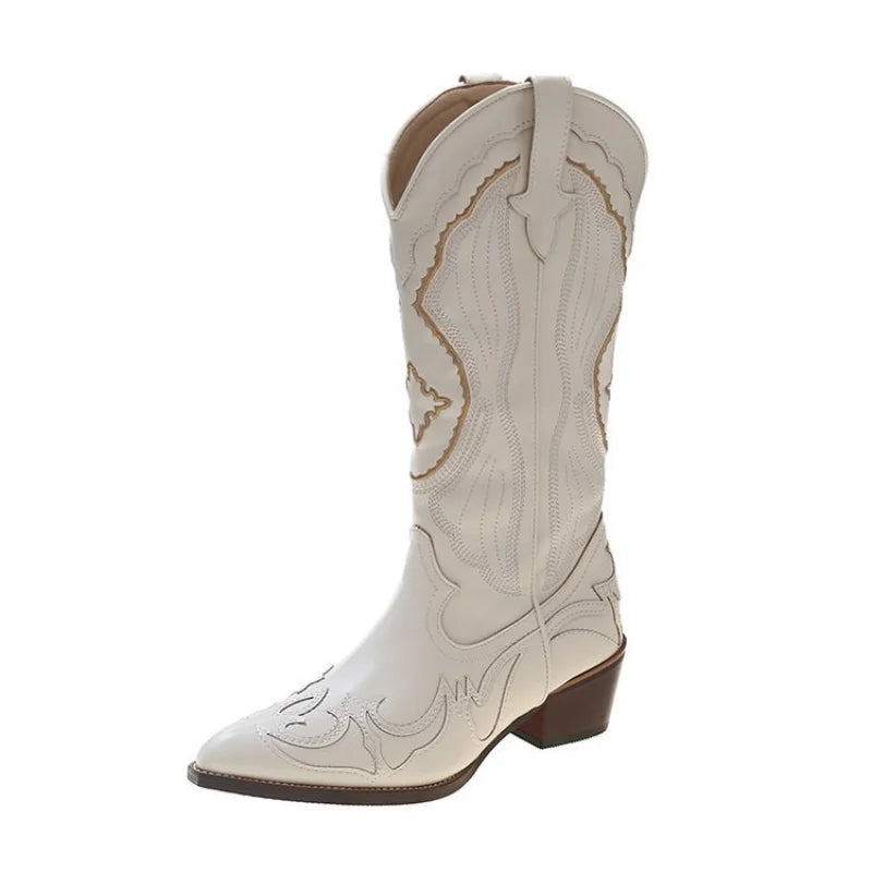 Kunstleer cowboylaarzen dames met borduursel - waterafstotend