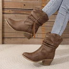 Kunstleer western laarzen dames boho stijl - met franjes en vlecht