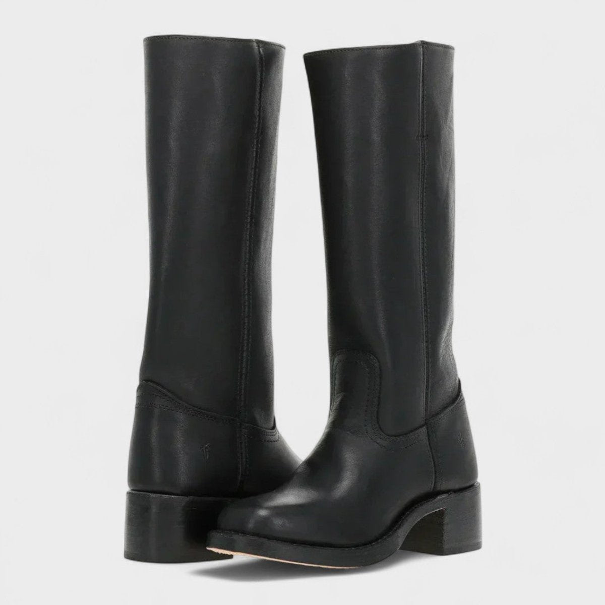 Leren dameslaarzen kniehoog met contrastnaden - western stijl