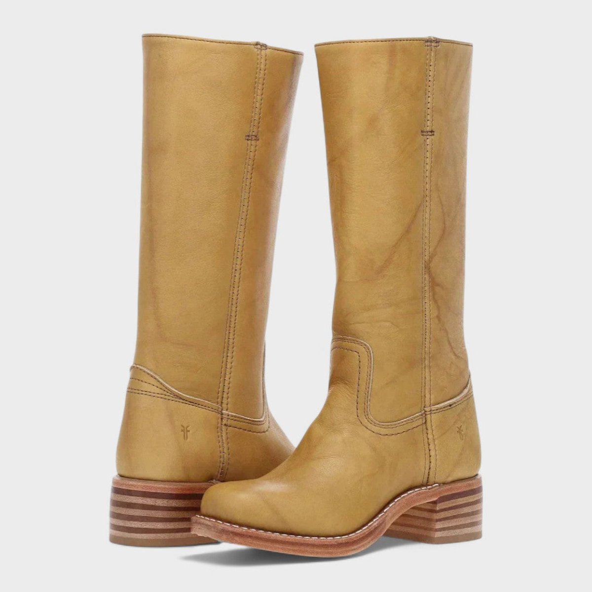Leren dameslaarzen kniehoog met contrastnaden - western stijl