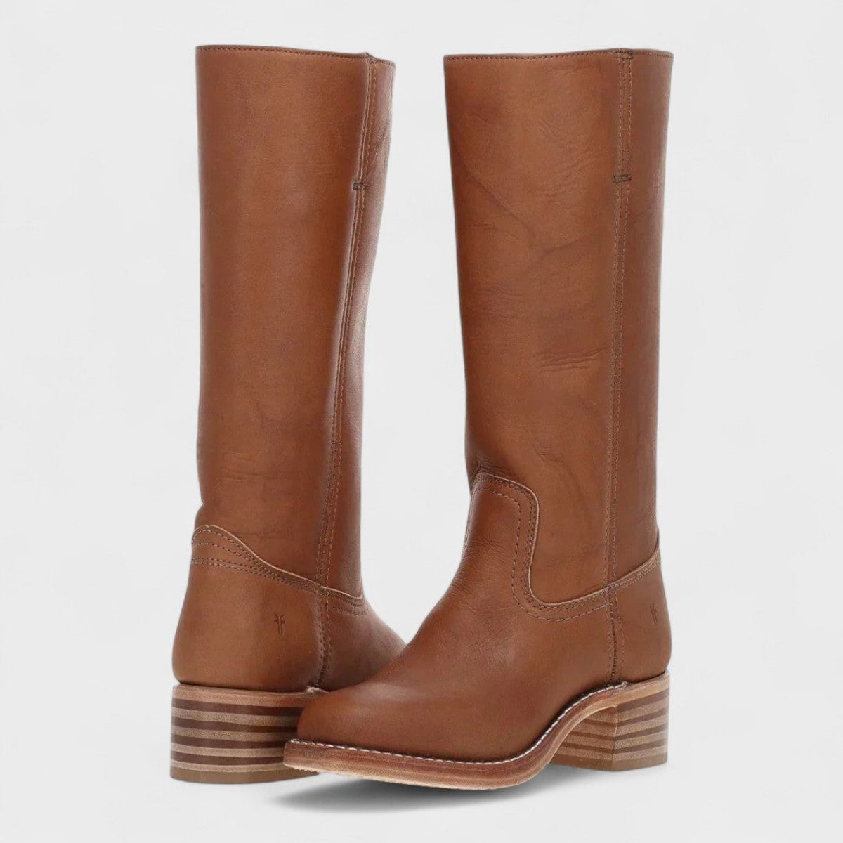 Leren dameslaarzen kniehoog met contrastnaden - western stijl