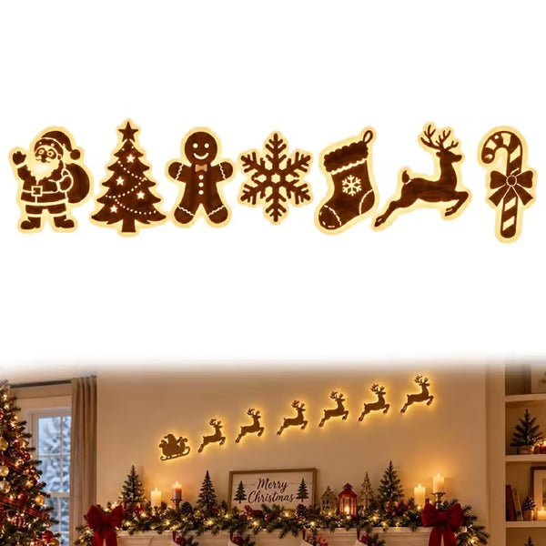 Verlichte LED wanddecoratie met renne voor kerst 12