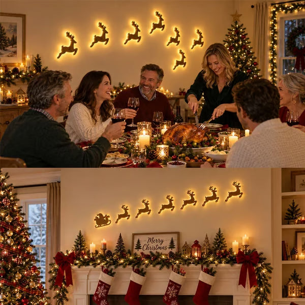 Verlichte LED wanddecoratie met renne voor kerst 6