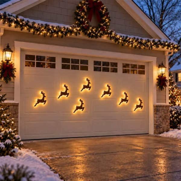 Verlichte LED wanddecoratie met renne voor kerst 7