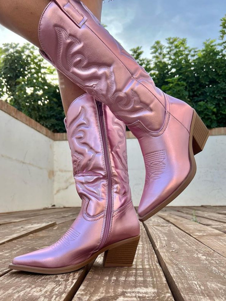 Metallic cowboylaarzen dames met glans - festival look
