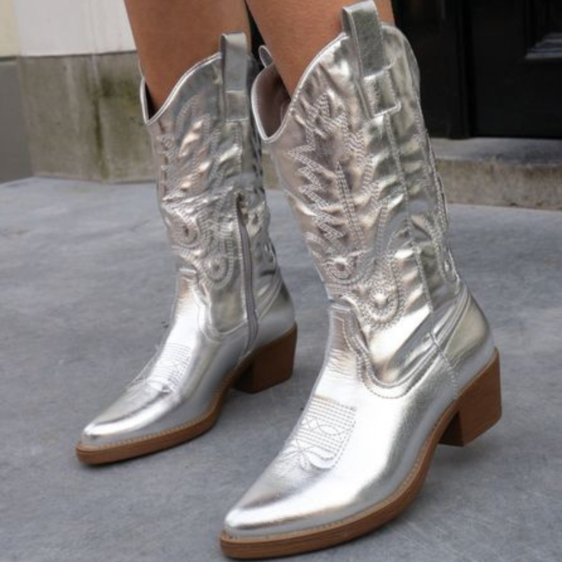 Metallic cowboylaarzen dames met glans - festival look