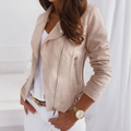 Dames slim-fit asymmetrische rits moto jas in stijlvol ontwerp.