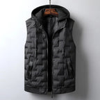 Heren gewatteerde puffer vest met capuchon in stijlvol ontwerp.