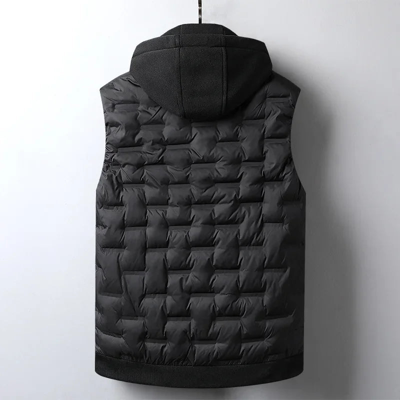 Heren gewatteerde puffer vest met capuchon in stijlvol ontwerp. 2
