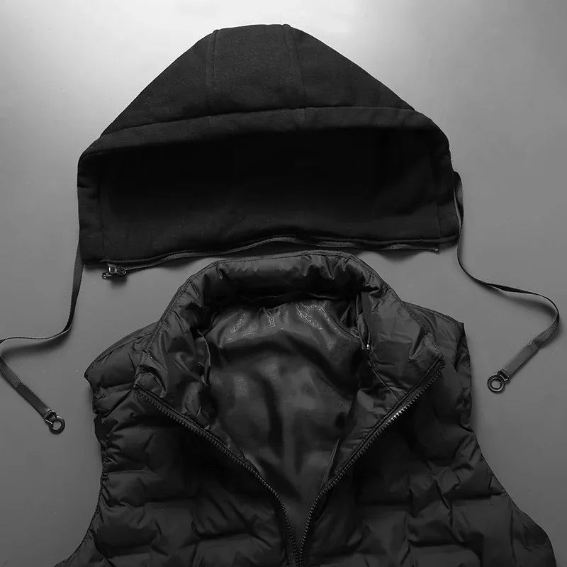 Heren gewatteerde puffer vest met capuchon in stijlvol ontwerp. 3