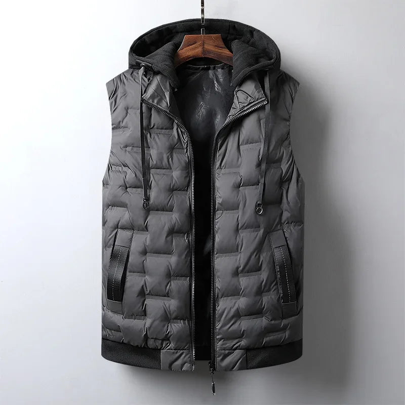 Heren gewatteerde puffer vest met capuchon in stijlvol ontwerp. 4