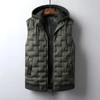 Heren gewatteerde puffer vest met capuchon in stijlvol ontwerp. 5