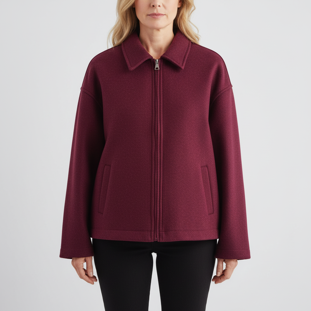 Dames Zip-Up Ontspannen Pasvorm Jas in stijlvol ontwerp