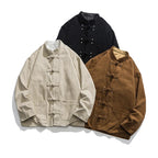 Stijlvolle heren Mandarin kraag corduroy jas met unieke ribbelstructuur. 6