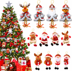 Set van 12 schattige kerstdecoraties in peluche voor de kerstboom.