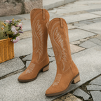 Suède cowboylaarzen dames enkelhoog - minimalistische western look