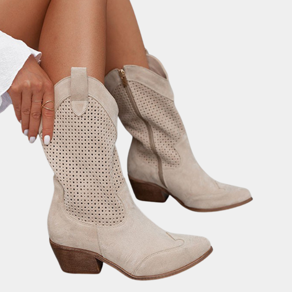 Suède cowboylaarzen dames met anatomisch gevormd voetbed - western stijl