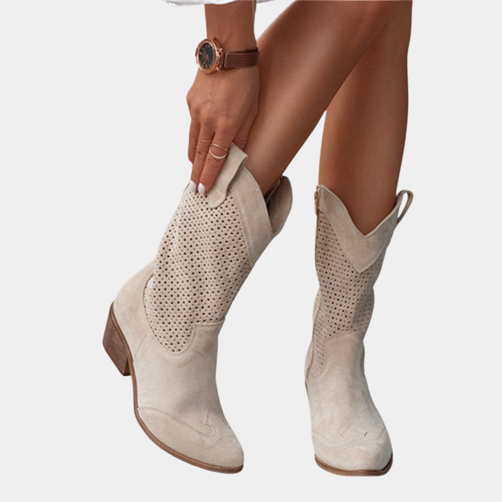 Suède cowboylaarzen dames met anatomisch gevormd voetbed - western stijl