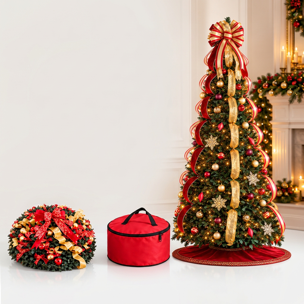 Prachtige vouwbare kerstboom met lichten en decoraties 7