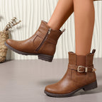 Western enkellaarsjes dames bruin met gouden gesp - chelsea model