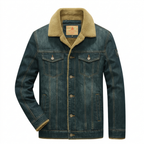 Stijlvolle heren denim jas met sherpa kraag 6