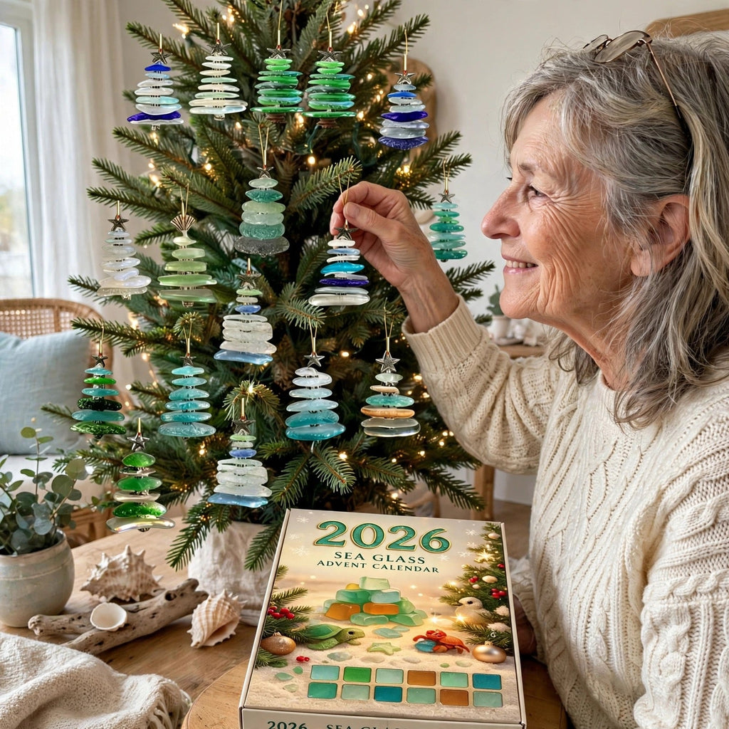 Zeeglas Kerstboom Adventskalender 2026 - 24 Kerstboomhangers van Zeeglas