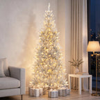 Zilveren Klatergoud Kerstboom 1,8 m - Slank met 300 LED-lampjes