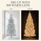Zilveren Klatergoud Kerstboom 1,8 m - Slank met 300 LED-lampjes