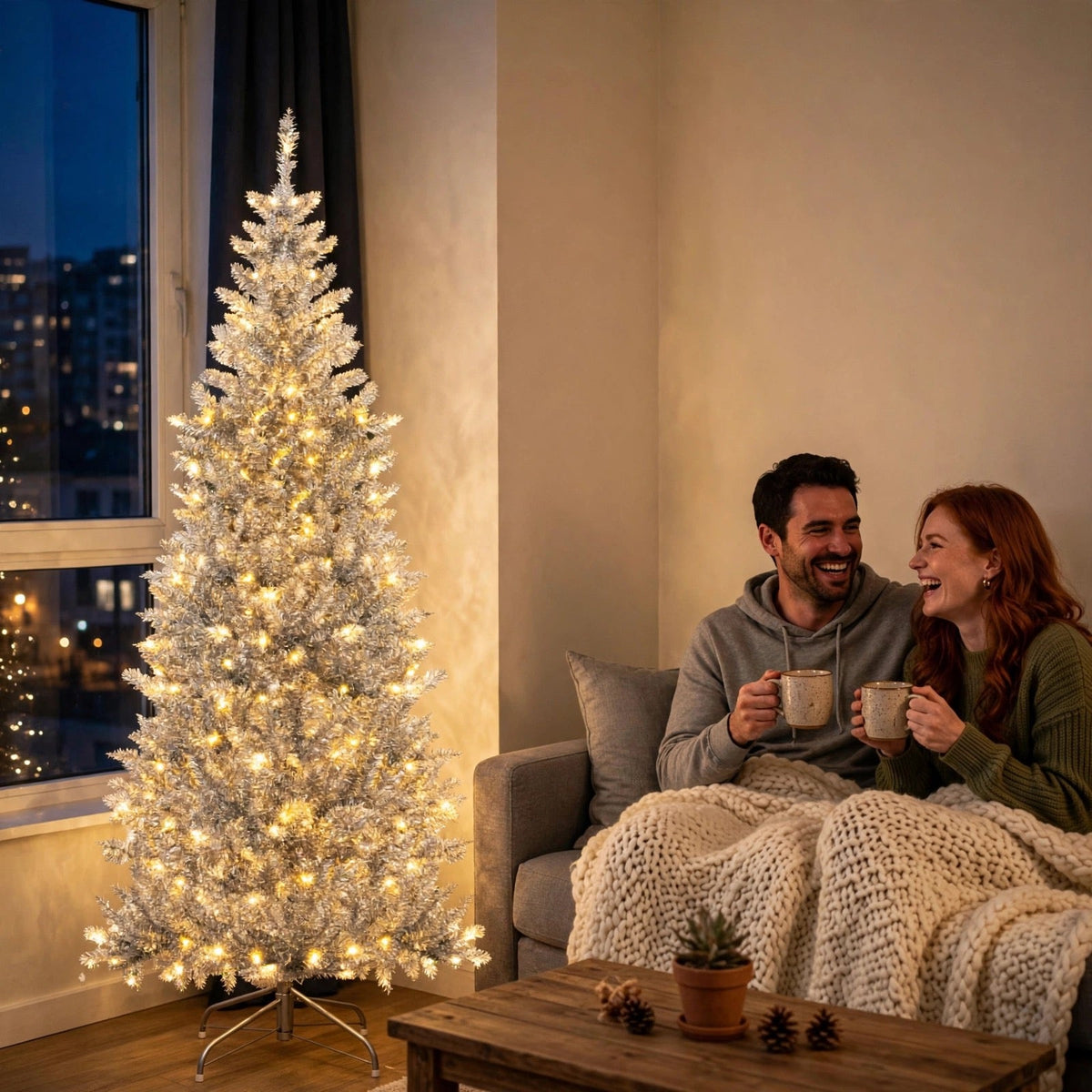 Zilveren Klatergoud Kerstboom 1,8 m - Slank met 300 LED-lampjes